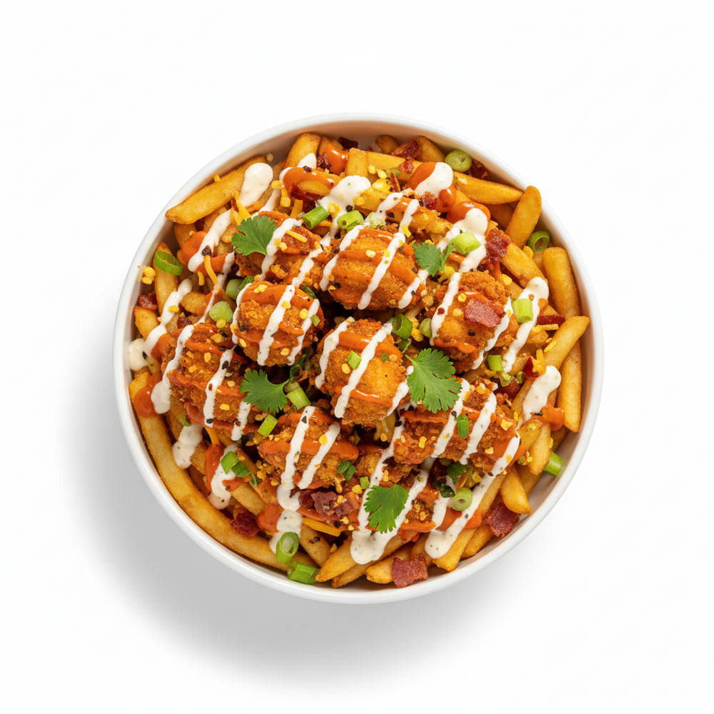 Loaded Fries with Crispy Chicken